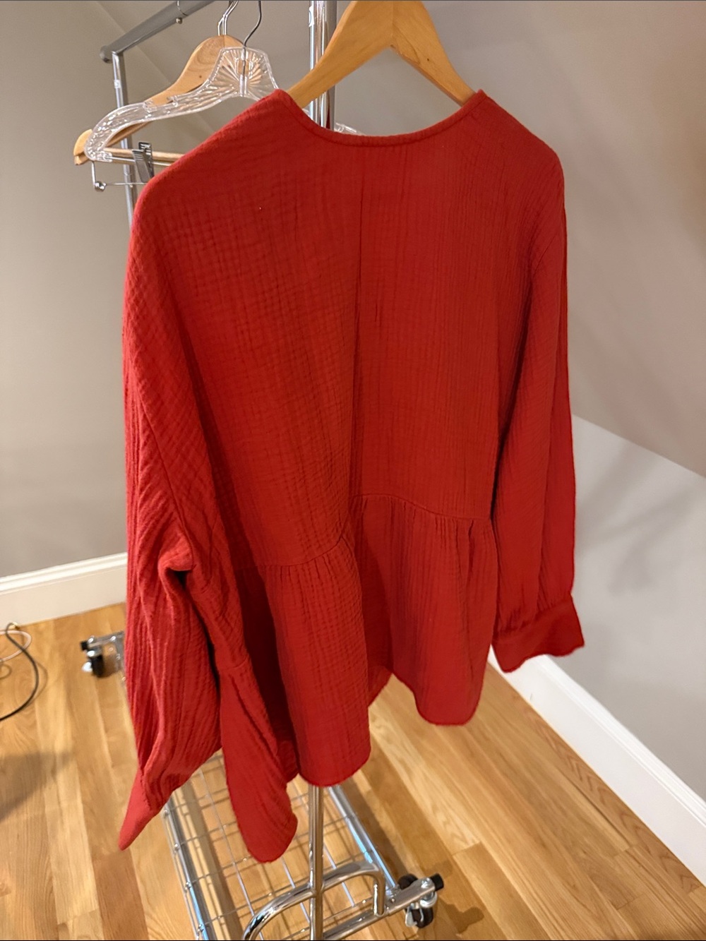 Madewell Red Peplum Tunic Top